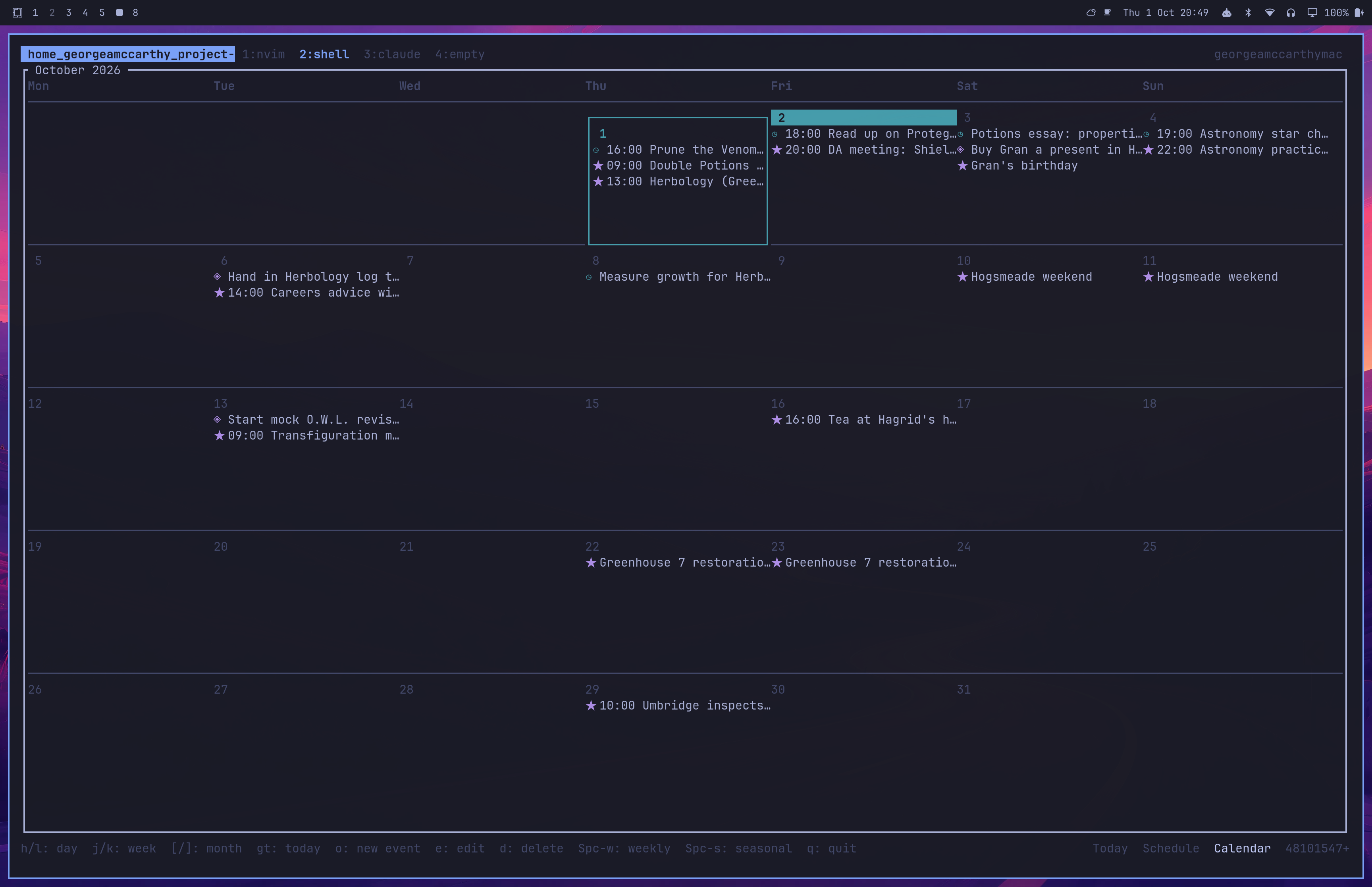 Calendar view